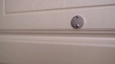 Closed peephole front door close-up