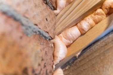 Boşluk yakın plan köpükle doldurulmuş.