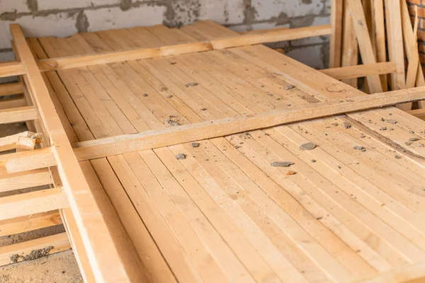 Neatly Folded Storage Construction Site Wooden Beam — Stock Photo, Image