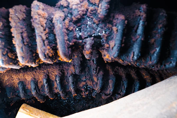 Tar Soot Furnace Solid Fuel Boiler Heating Season Close — Stockfoto