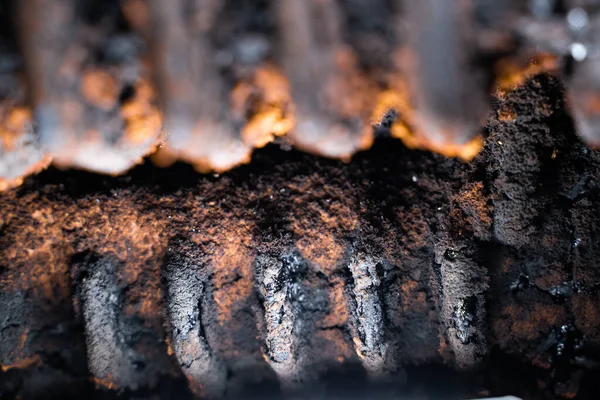 Tar Soot Fins Solid Fuel Boiler Heating Season Close — Stockfoto