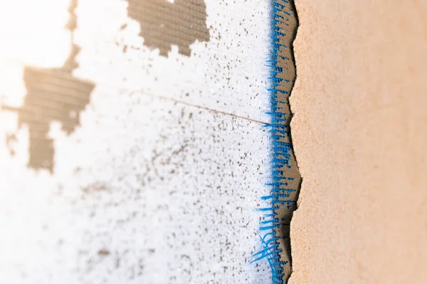Facade Plaster Bark Beetle Beige Flakes Polystyrene Foam Insulation Non — Photo