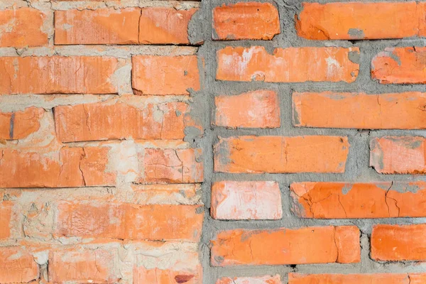 Wallpaper from a brick wall. Full screen red brick wall. Construction background