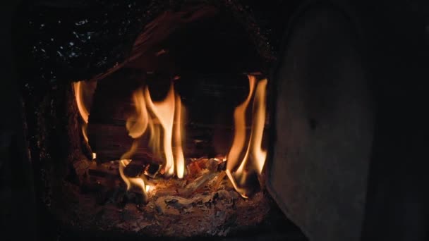 Αργή Κίνηση Της Φωτιάς Στον Κλίβανο Υψηλής Ποιότητας Υλικό Fullhd — Αρχείο Βίντεο