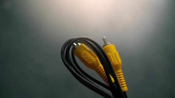 New Wire Yellow Rca Plug Close High Quality Fullhd Footage — 图库视频影像