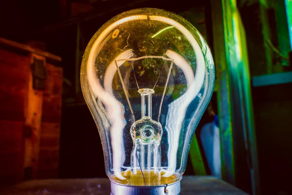 Old Incandescent Light Bulb Close Colorful Lighting — Photo