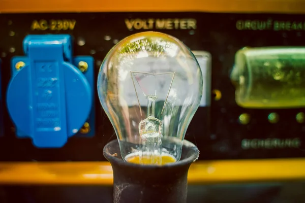 Incandescent Light Bulb Close Background Gas Generator — Photo