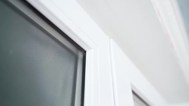 Fenêtre Double Vitrage Une Porte Plastique Avec Verre Opaque Gros — Video