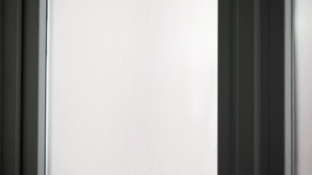 Mężczyzna Podchodzi Nieprzezroczystego Okna Plastikowych Drzwi Puka Pięść Puka Drzwi — Wideo stockowe