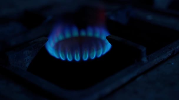 Una Llama Azul Arde Inestable Una Cocina Gas Una Temperatura — Vídeo de stock