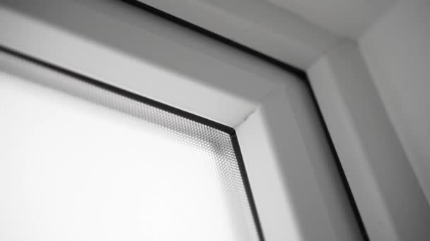 Крупный План Текстурированное Непрозрачное Окно Гладкое Движение Камеры Высококачественные Fullhd — стоковое видео