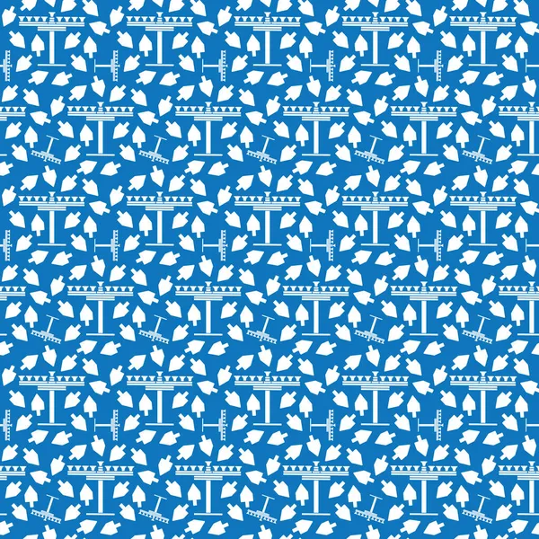 Blue White Hanukkah Background White Menorah Dreidels Seamless Pattern Sky — Stock Vector