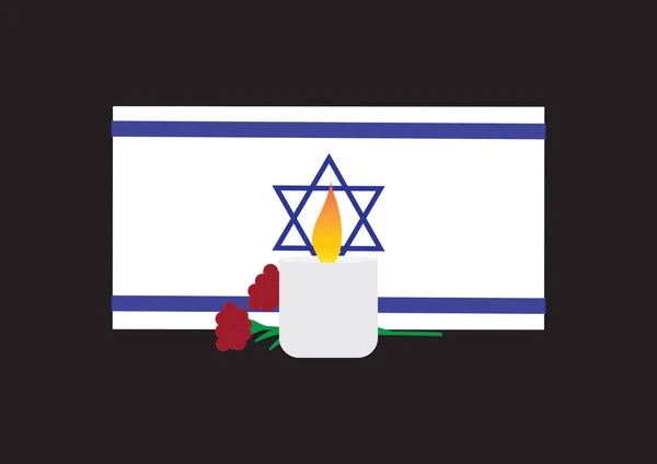 Design Des Israelischen Gedenktages Blau Weiße Israel Flagge Gedenkkerze Und — Stockvektor