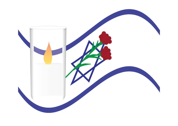 День Памяти Израиля Израиль Волнистый Флаг Мемориальная Свеча Красный Зеленый — стоковый вектор