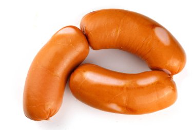 Appetizing sausages and meat sausages isolate