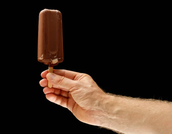 Chocolate Ice Cream Stick Hand — ストック写真