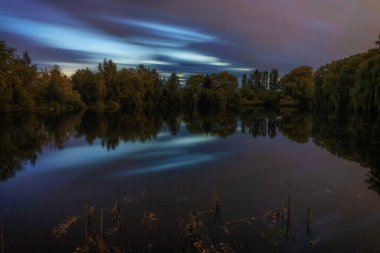 Beautiful lake at night. Night landscape.