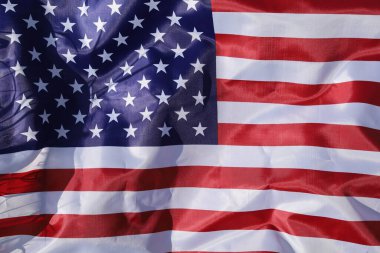 USA flag silk closeup. Symbol of the United States