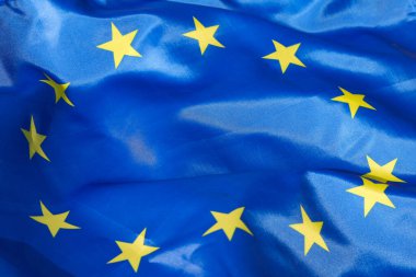 EU flag silk close up