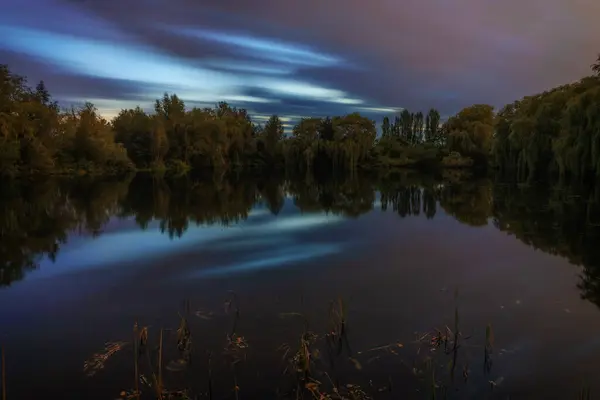 Beautiful Lake Night Night Landscape — Foto de Stock