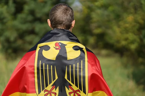 Germany Silk Flag Man Shoulders — Stock fotografie