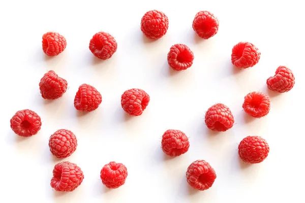 Lots Raspberries White Background Isolate — Photo