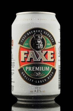 LVIV, UKRAINE - October 13, 2021: Faxe Danish beer