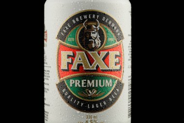 LVIV, UKRAINE - October 13, 2021: Faxe Danish beer