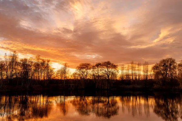 Sunset. Landscape over water. Beautiful landscape.
