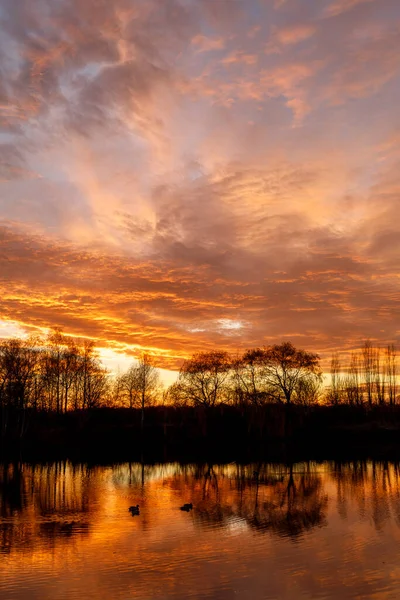 Sunset. Landscape over water. Beautiful landscape.
