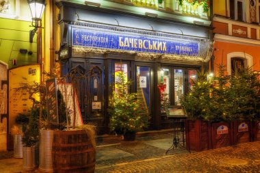 LVIV, UKRAINE - December 21, 2021: Bachevsky Restaurant