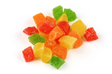 Multicolored candied fruits close-up