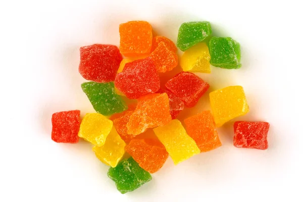 Multicolored candied fruits close-up