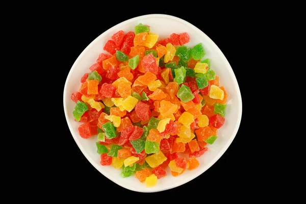 Multicolored candied fruits in a plate