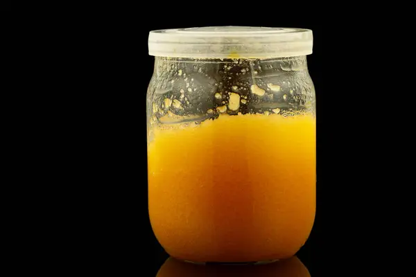 Yellow Honey Glass Jar — Zdjęcie stockowe