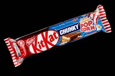 LVIV, UKRAINE - January 02, 2022: KitKat Chunky popcorn