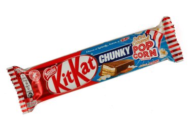 LVIV, UKRAINE - January 02, 2022: KitKat Chunky popcorn