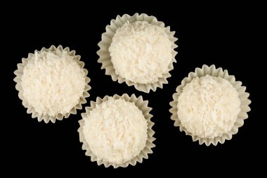 LVIV, UKRAINE - January 02, 2022: Raffaello sweets with coconut flakes