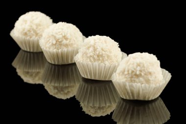 LVIV, UKRAINE - January 02, 2022: Raffaello sweets with coconut flakes