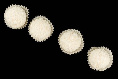 LVIV, UKRAINE - January 02, 2022: Raffaello sweets with coconut flakes