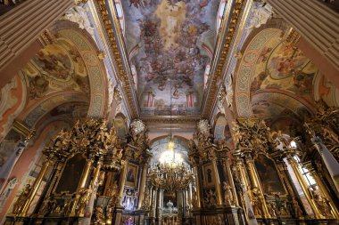 LVIV, UKRAINE - January 21, 2022: Bernardine Church. Interior Church of St. Andrew