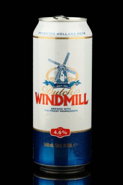 LVIV, UKRAINE - February 02, 2022: Windmill English beer in a jar