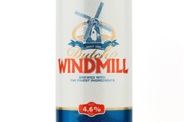 LVIV, UKRAINE - February 02, 2022: Windmill English beer in a jar