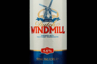 LVIV, UKRAINE - February 02, 2022: Windmill English beer in a jar