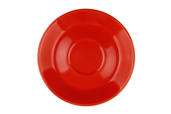 Red Plate Isolate Top View — ストック写真