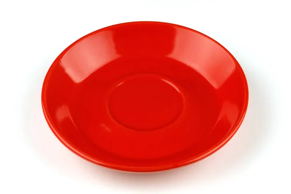 Red Plate Isolate Side View — Stok fotoğraf