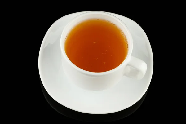 Chá Verde Uma Xícara Fundo Preto — Fotografia de Stock