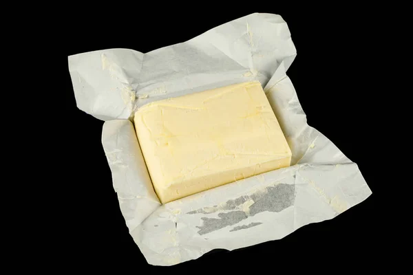 Butter Pack Opened Black Background — Stockfoto