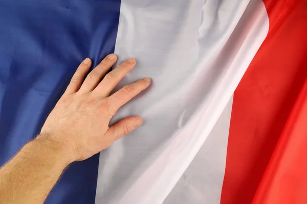 France Silk Hand Flag — Stockfoto
