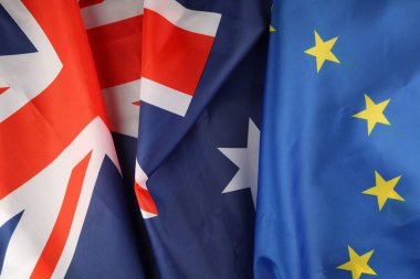 EU and Australia flag close-up